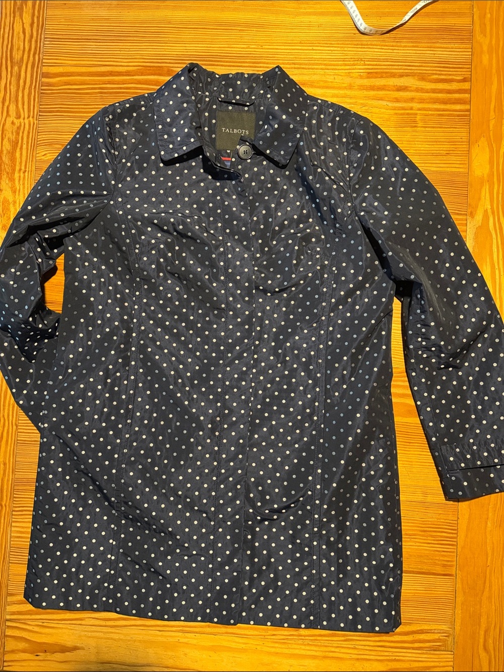 Talbots Navy Polka Dot Trench Coat